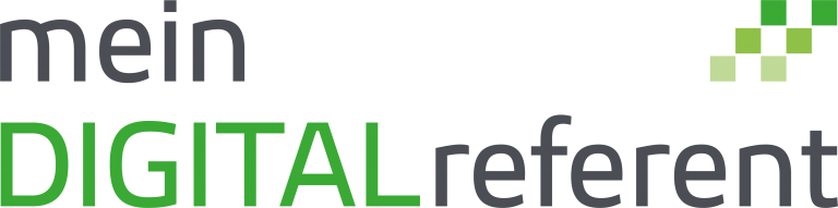 Das Logo von mein DIGITALreferent besteht aus grünen und grauen sowie Groß-und Kleinbuchstaben